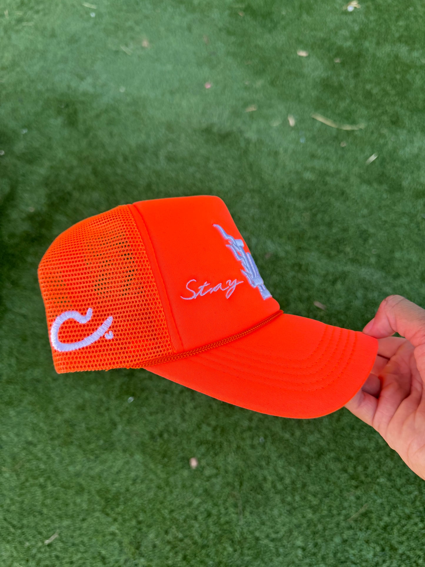 Orange “Stay Home” trucker